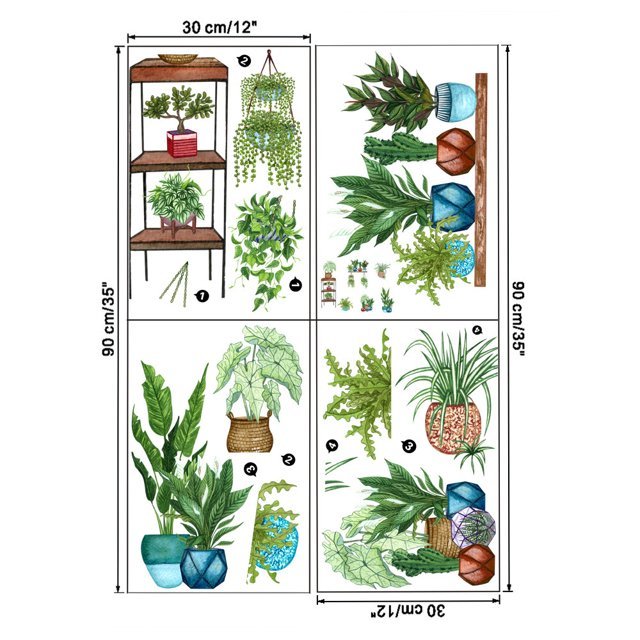 3D Tropical Vine Plant Potted Wall Sticker । CN-07